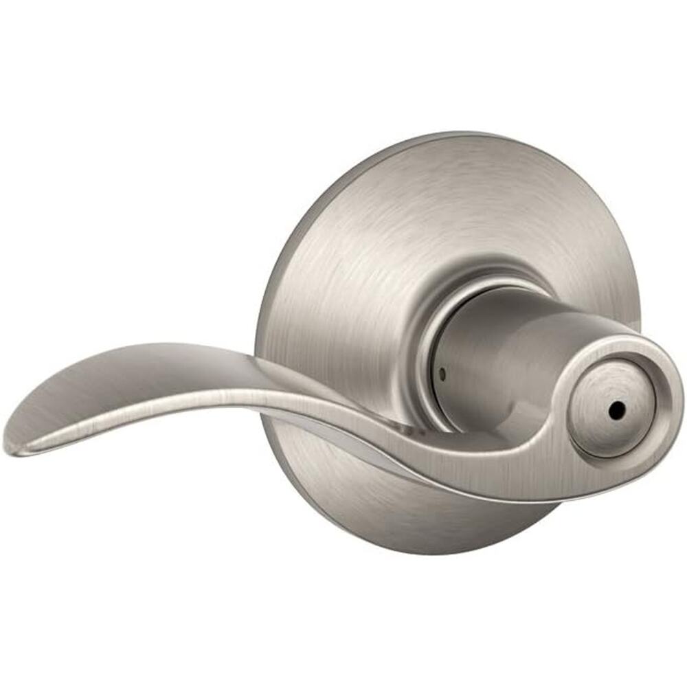 New Schlage F40 ACC 619 Accent Door Lever, Bed & Bath Privacy Lock, Satin Nickel